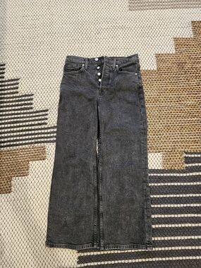 Banana Republic Washed Black High-Rise Wide-Leg Jeans